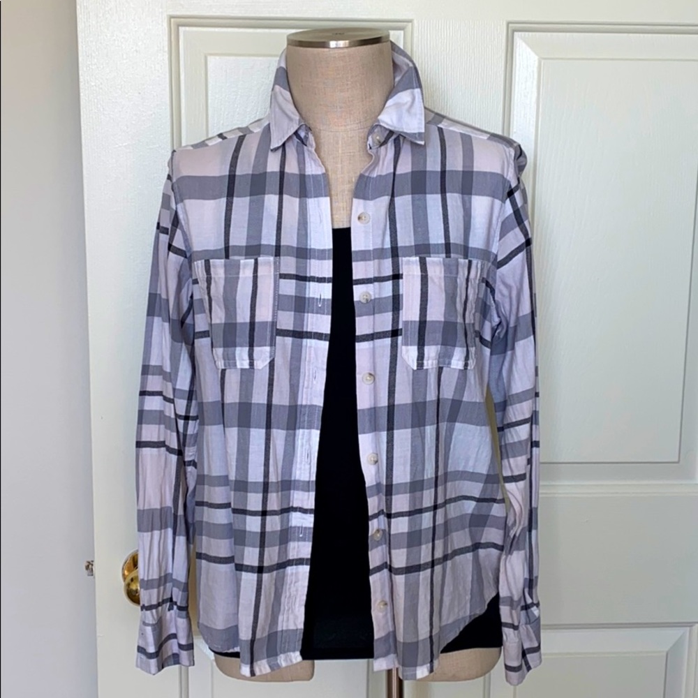 White, Gray, and Black Plaid Shirt